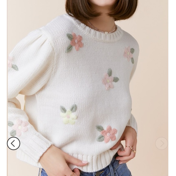 Francesca's Collections Sweaters - Clarissa Flower Embroidered Pullover | Francesca’s